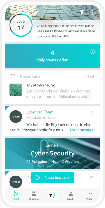 Die neue Startseite der chunkx App